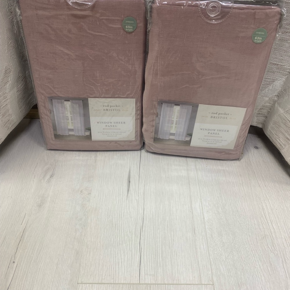 Set of 2 Panels-Rod-Pocket Sheer Window Panel - Blush Pink